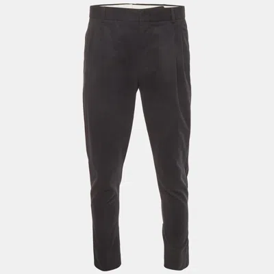 Pre-owned Loro Piana Navy Blue Gabardine Pleated Trousers M
