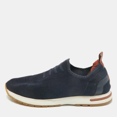 Pre-owned Loro Piana Navy Blue Knit Fabric 360 Lp Flexy Walk Slip On Sneakers Size 38