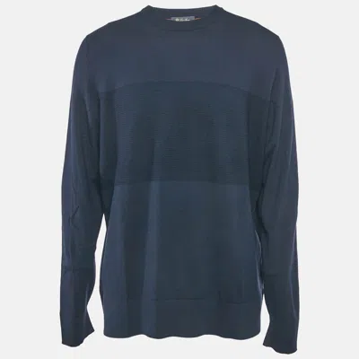 Pre-owned Loro Piana Navy Blue Wool Crew Neck Sweater Xxl