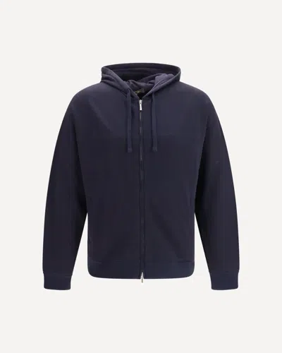 Loro Piana Neem Cotton And Cashmere Bomber Hoodie In Blue