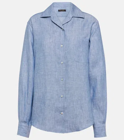 Loro Piana Neo André Linen Shirt In Blue