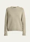Loro Piana Neo Parksville Cashmere Crewneck Sweater In D0f8 Stone Dust Mel