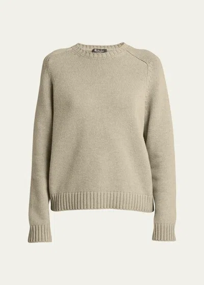 Loro Piana Neo Parksville Cashmere Crewneck Sweater In D0f8 Stone Dust M