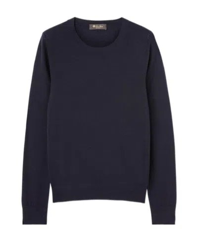 Loro Piana Neo Piuma Crewneck Knitted Jumper In Blue