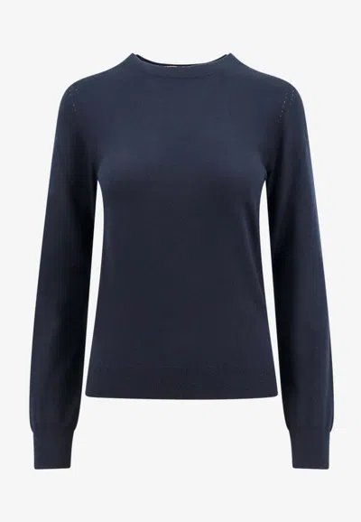 Loro Piana Neo Piuma Crewneck Sweater In Blue