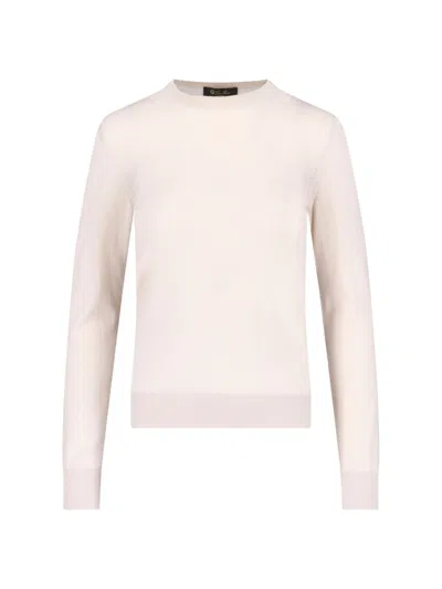 Loro Piana Crewneck Knitwear With Ribbed Cuffs And Hem In Multi