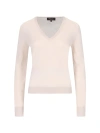 Loro Piana Classic V-neck Knitwear With Ribbed Details In Beige
