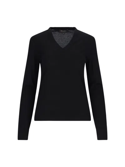 Loro Piana Ribbed V-neck Knitwear Long Sleeves In Black