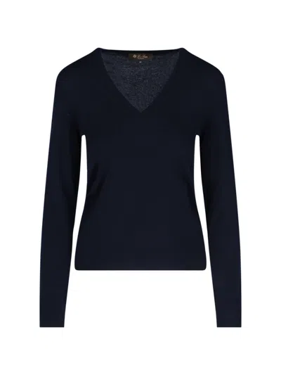 Loro Piana 'neo Piuma' V-neck Sweater In Blue