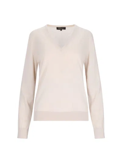Loro Piana Neo Piuma V-neck Sweater In Neutral