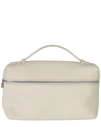 Pre-owned Loro Piana Neutral Grained Calfskin Extra Pocket L27 (authentic Pre-loved)