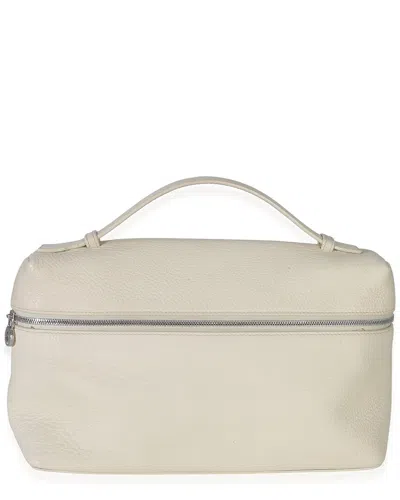 Pre-owned Loro Piana Neutral Grained Calfskin Extra Pocket L27 (authentic Pre-loved)