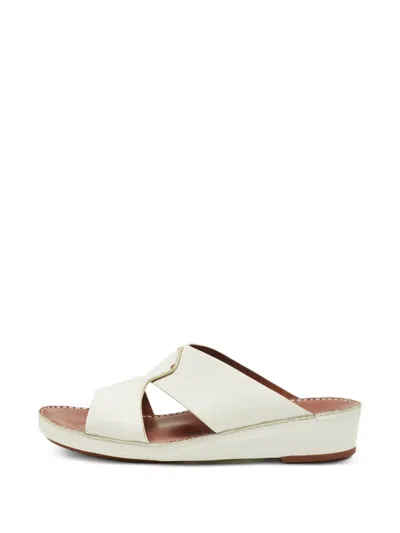 Pre-owned Loro Piana New Buckle Flat Sandals In White
