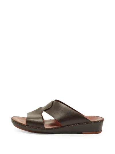Pre-owned Loro Piana New Buckle Leather Sandals In Brown
