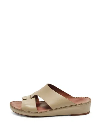 Pre-owned Loro Piana New Buckle Slide Sandals In Neutral