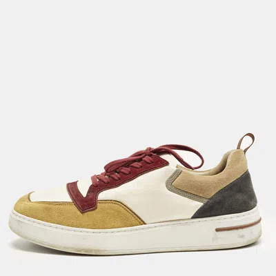 Pre-owned Loro Piana Newport Walk Size 43 Multicolor Satin And Suede Lace Up Sneakers