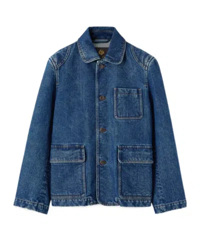 Loro Piana Nichi Patch-pockets Button-down Denim Jacket In Blue