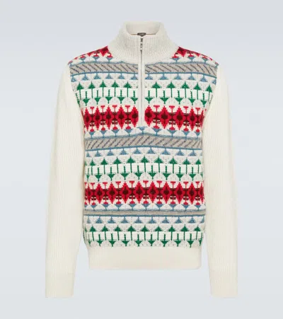 Loro Piana Noel Fair Isle Cashmere Half-zip Sweater In Multicoloured