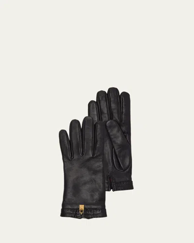 Loro Piana Nora Charm Leather Gloves In Cloves
