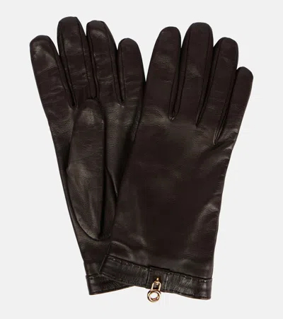Loro Piana Nora Leather Gloves In Blue