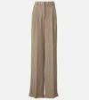 Loro Piana Nyack Chevron Linen Crêpe Wide-leg Pants In Brown
