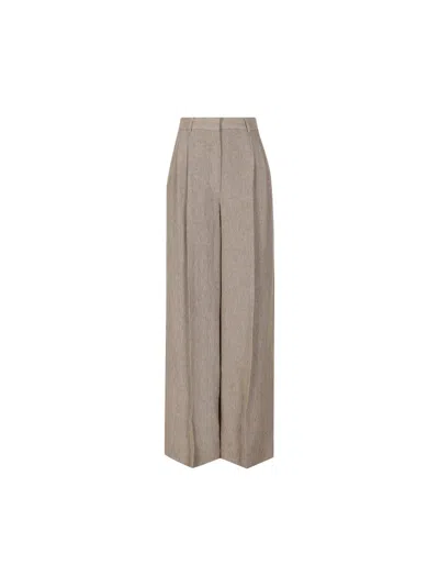 Loro Piana 'nyack' Wide Linen Pants In Brown
