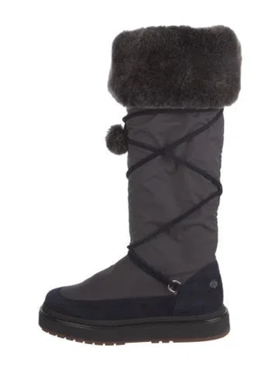 Pre-owned Loro Piana Nylon Printed Snow Boots In Gray