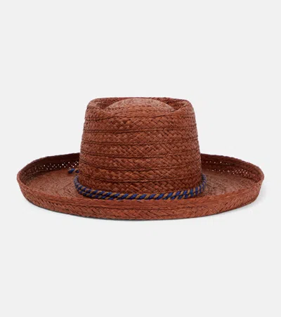 Loro Piana Ophelia Raffia Hat In Terracotta Jar