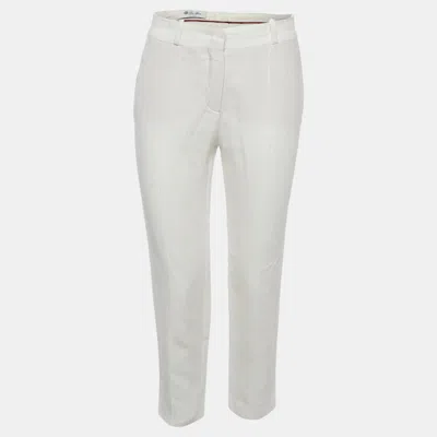 Pre-owned Loro Piana Off White Linen Regular Fit Trousers S