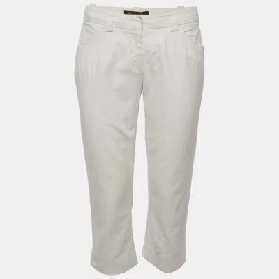 Pre-owned Loro Piana Off White Stretch Cotton Mid Rise Culottes M