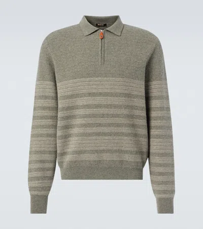 Loro Piana Oggebbio Wool And Cotton Polo Sweater In Green