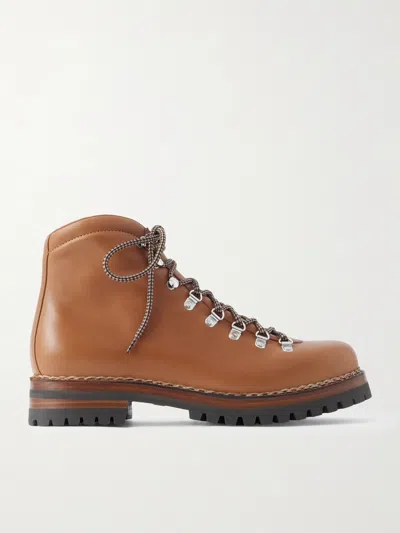 Loro Piana Oiled Leather Lace-up Boots In Brown