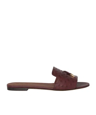 Loro Piana Open-toed Slippers In Burgundy Red/sun Gold