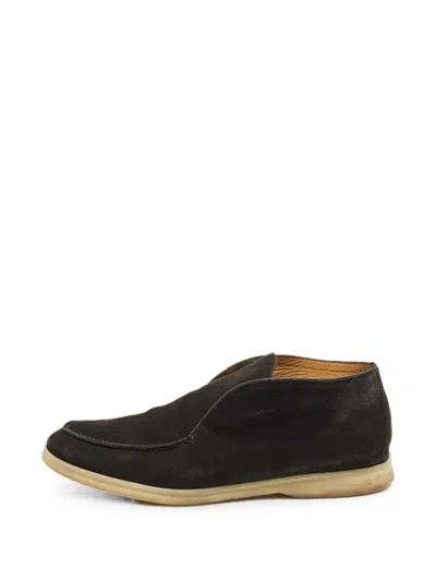 Pre-owned Loro Piana Open Walk Ankle Boots In Black