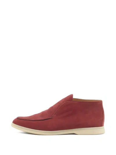 Pre-owned Loro Piana Open Walk Leather Ankle Boots In Red