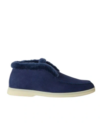 Loro Piana Open Walk Short Ankle Boots In Midnight Blue