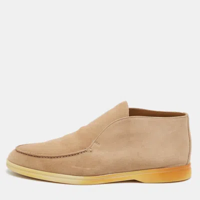 Pre-owned Loro Piana Open Walk Size 41 Beige Suede Ankle Length Boots In Sand