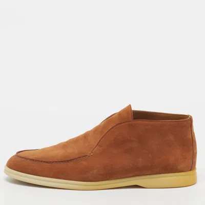 Pre-owned Loro Piana Open Walk Size 41 Brown Suede Ankle Length Boots