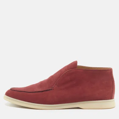 Pre-owned Loro Piana Open Walk Size 41 Burgundy Nubuck Leather Boots