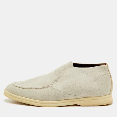 Pre-owned Loro Piana Open Walk Size 41 Light Grey Knit Fabric Ankle Length Boots In Gray