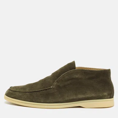 Pre-owned Loro Piana Open Walk Size 42.5 Green Suede Ankle Length Boots