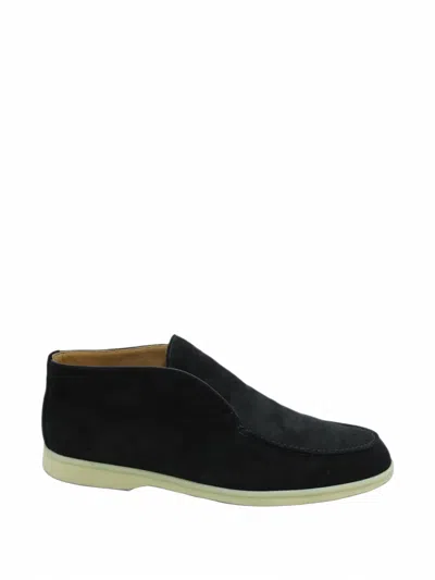 Pre-owned Loro Piana Open Walk Suede Ankle Boots In Black