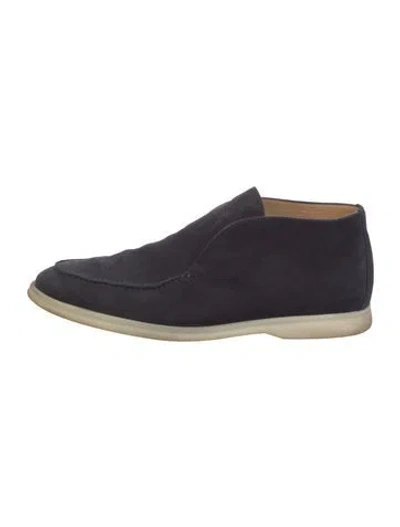 Pre-owned Loro Piana Open Walk Suede Boots In Blue