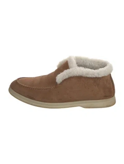Pre-owned Loro Piana Open Walk Suede Snow Boots In Neutral