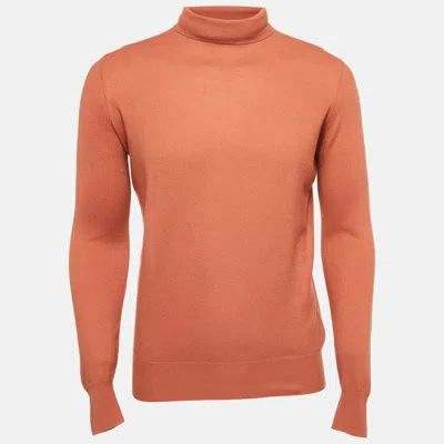 Pre-owned Loro Piana Orange Baby Cashmere Turtle Neck Sweater M