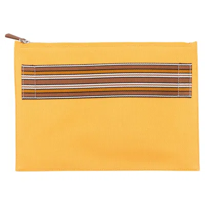 Pre-owned Loro Piana Orange  Canvas Zip Clutch