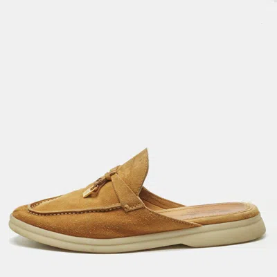 Pre-owned Loro Piana Orange Suede Babouche Charms Walk Mules Size 36