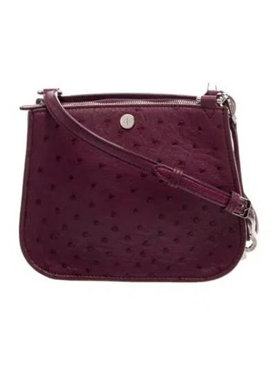 Pre-owned Loro Piana Ostrich Crossbody Bag In Purple