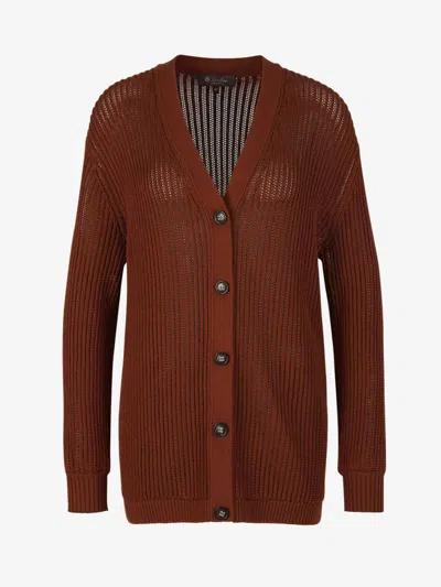 Loro Piana Oversize Silk Cardigan In Terracota