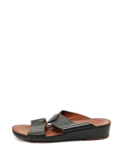 Pre-owned Loro Piana Ox Slide Sandals In Black